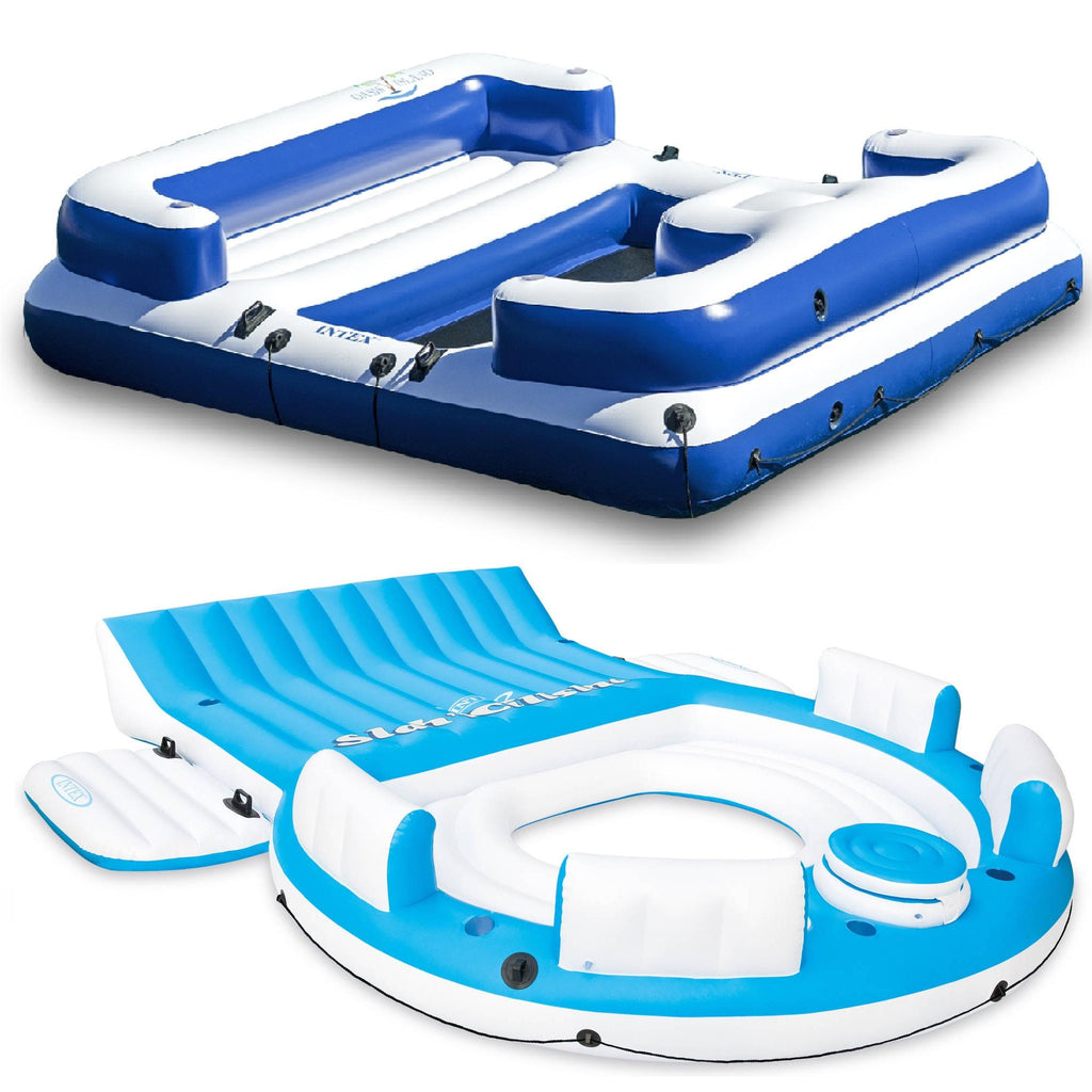 Inflatable Island Pool Lake Raft Lounger w/ Oasis Island Floating Lounge