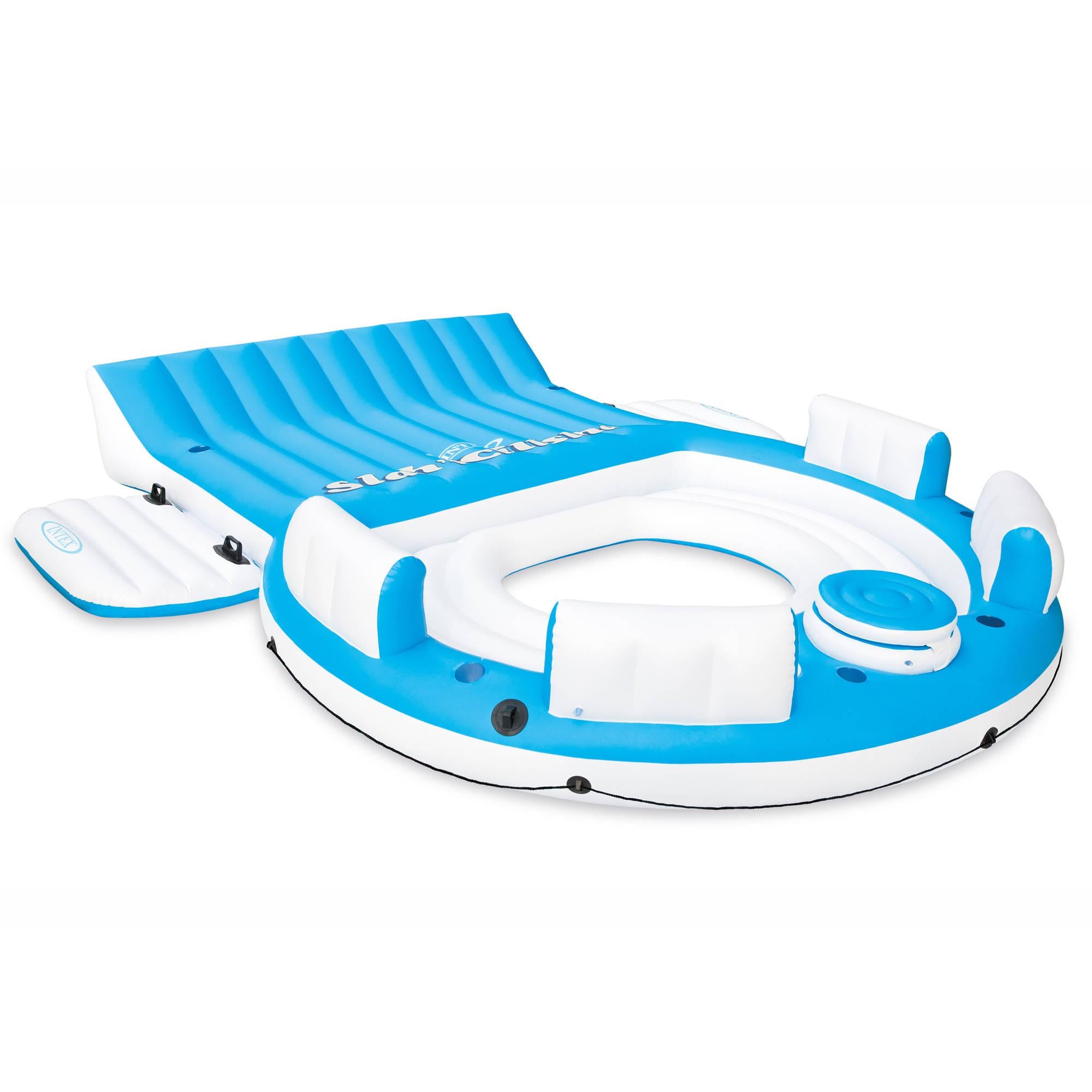 Inflatable Island Pool Lake Raft Lounger w/ Oasis Island Floating Lounge
