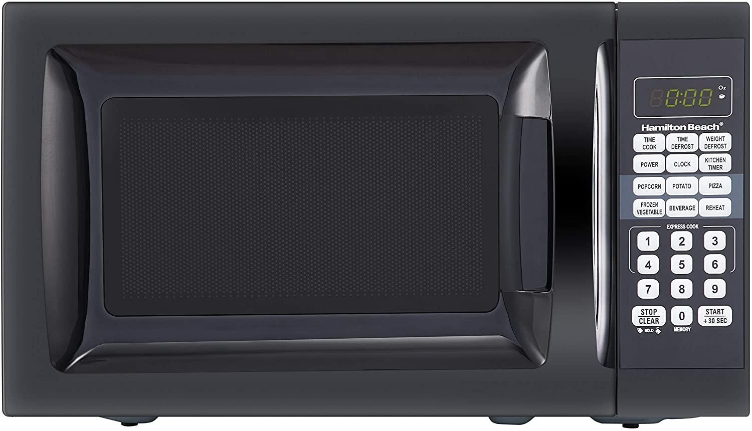 Hamilton Beach 0.7 Cu. Ft. Child-Safe Lockout Feature Black Microwave Oven New