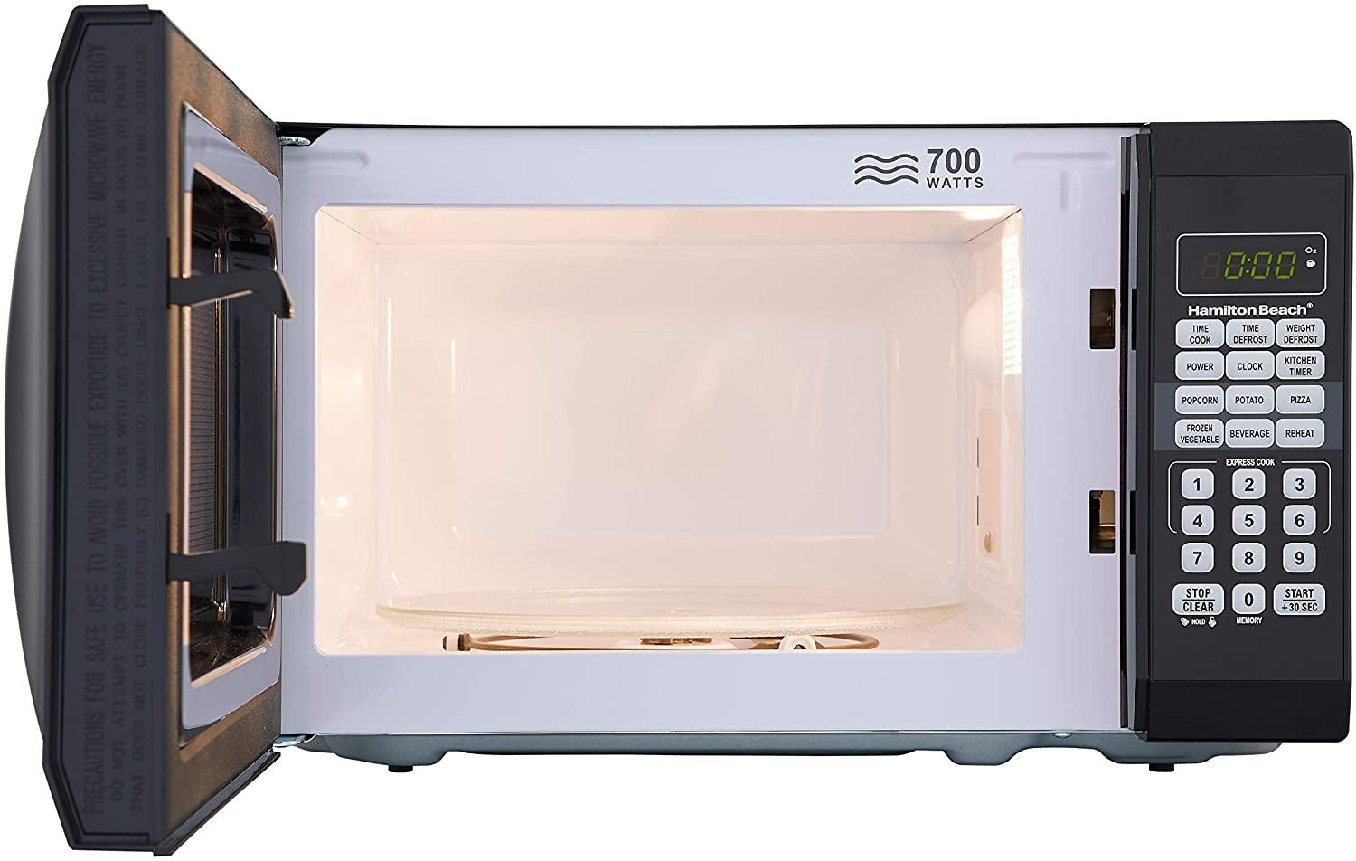 Hamilton Beach 0.7 Cu. Ft. Child-Safe Lockout Feature Black Microwave Oven New
