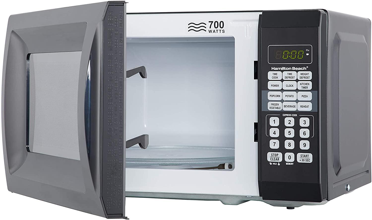Hamilton Beach 0.7 Cu. Ft. Child-Safe Lockout Feature Black Microwave Oven New