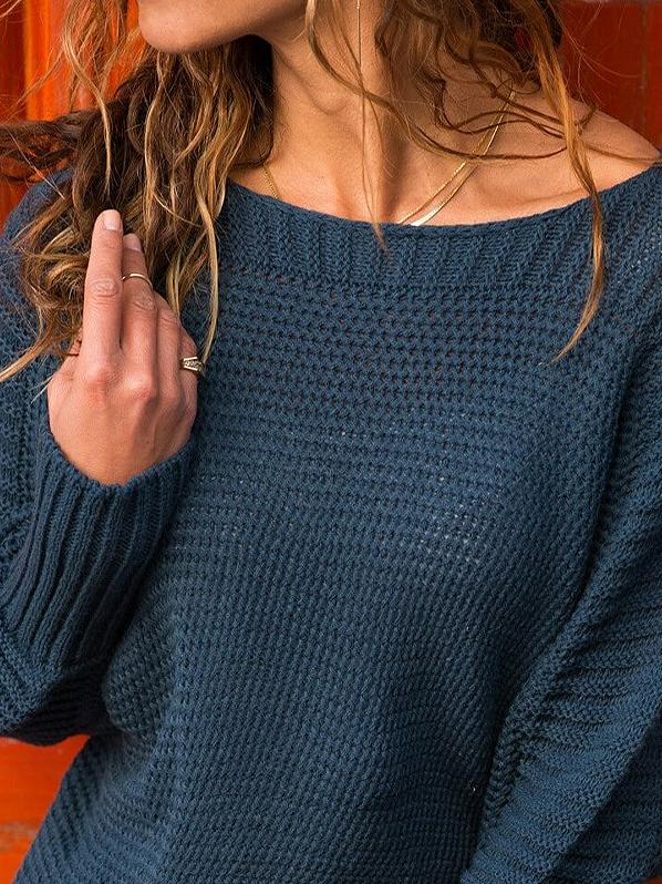 Casual Solid Color Crew Neck Long Sleeves Loose Sweater