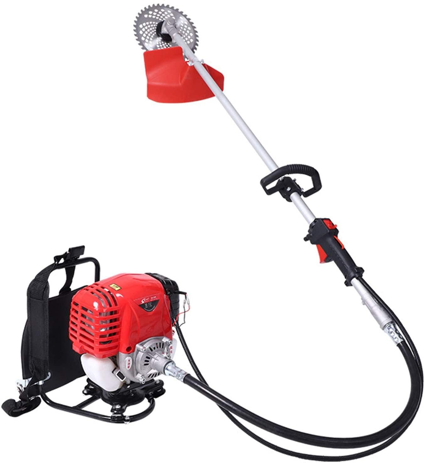 LANHA Multifunction Petrol Lawnmower, 2-Stroke Petrol Lawn Mower Self Propelled Push Button Electric Start Lawn Mower 1.25KW/6500RPM 800ML Fuel Tank