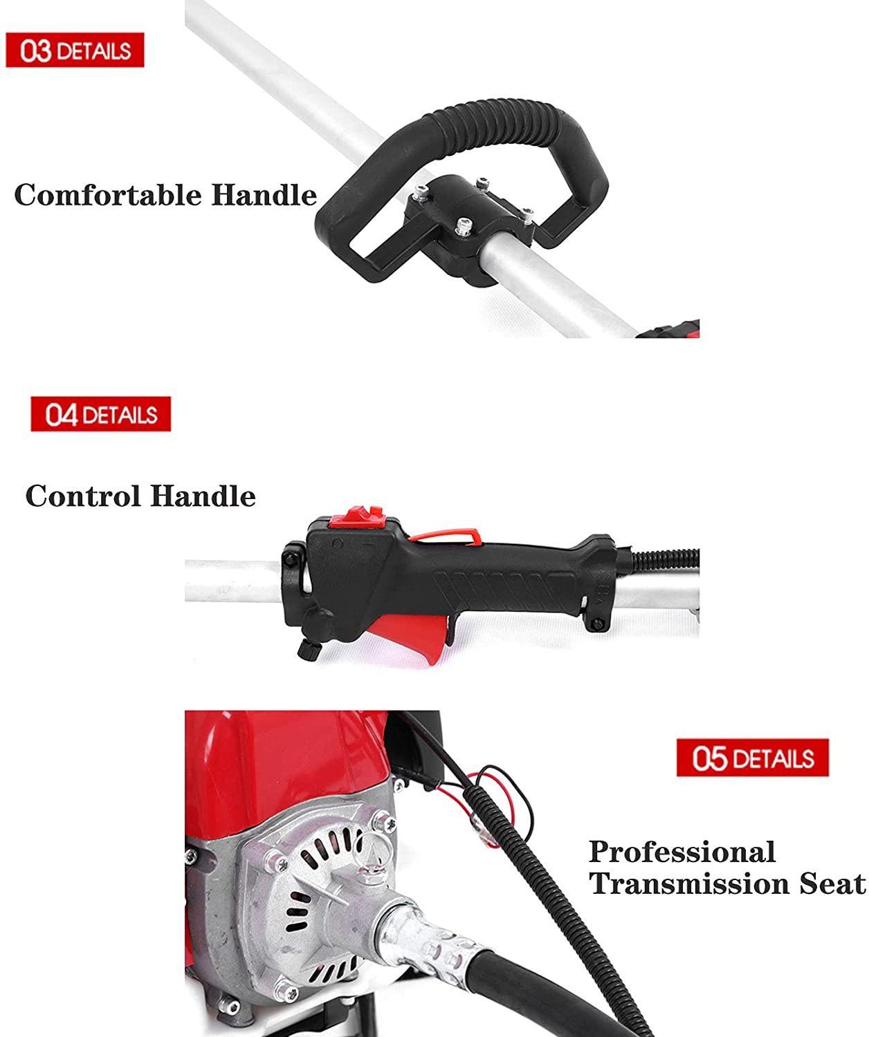 LANHA Multifunction Petrol Lawnmower, 2-Stroke Petrol Lawn Mower Self Propelled Push Button Electric Start Lawn Mower 1.25KW/6500RPM 800ML Fuel Tank
