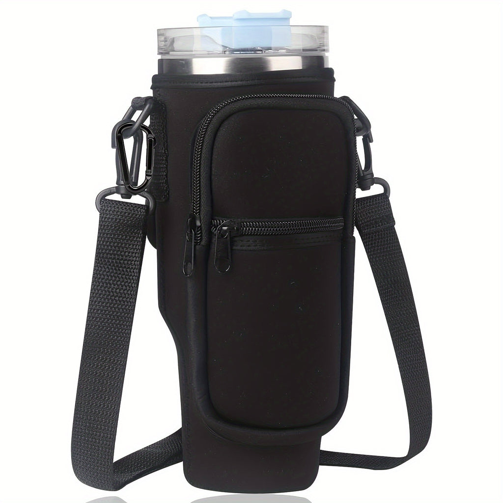 Water Bottle Carrier Bag with Phone Pocket for Stanley 40oz Tumbler with Handle Neoprene Water Bottle Holder Pouch with Adjustable Strap Bollus wit