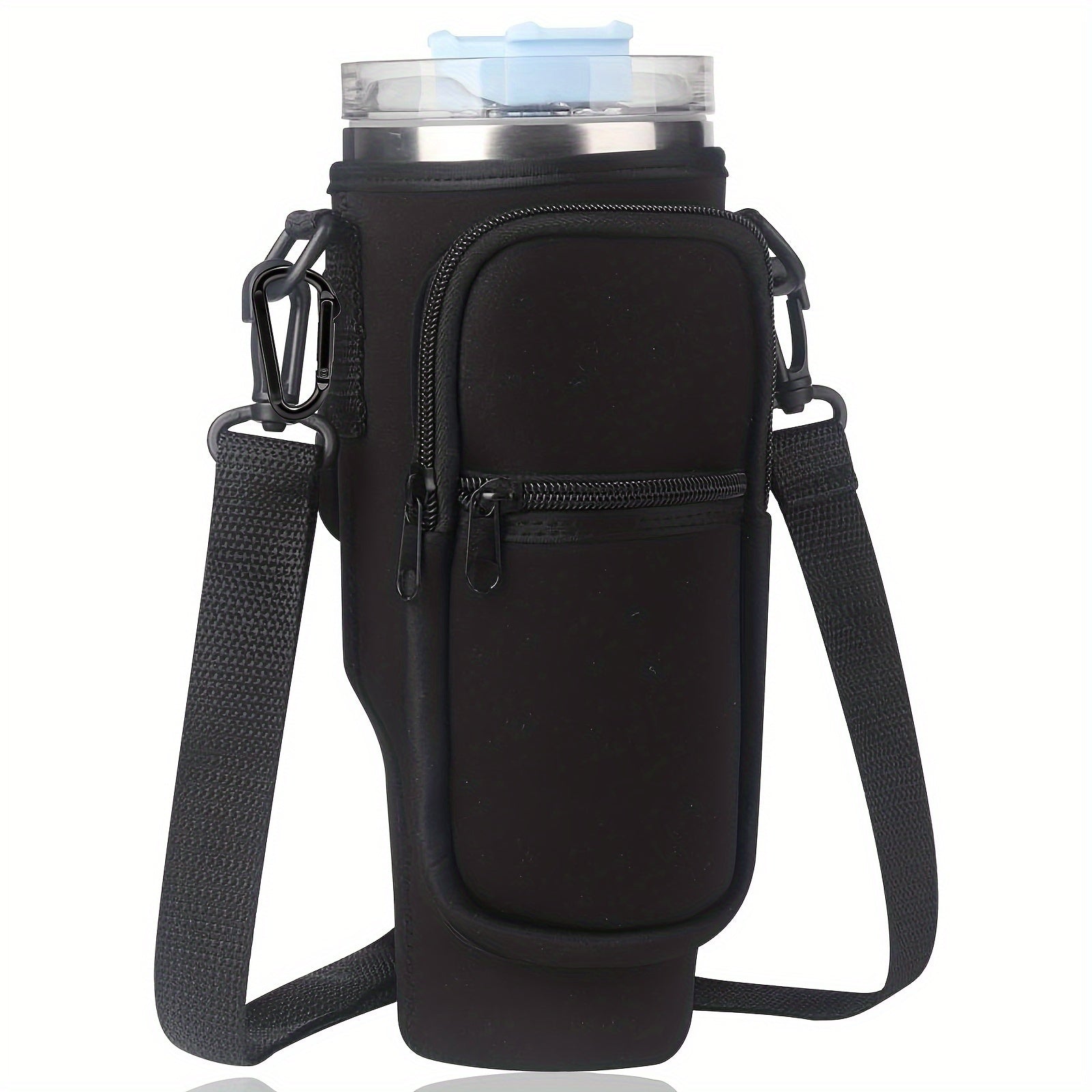 Water Bottle Carrier Bag with Phone Pocket for Stanley 40oz Tumbler with Handle Neoprene Water Bottle Holder Pouch with Adjustable Strap Bollus wit