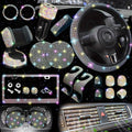 27pcs Bling Car Accessories Set For Women, Bling Steering Wheel Covers Universal Fit 15 Inch, Bling License Plate Frame,  Phone Holder, Car Coasters