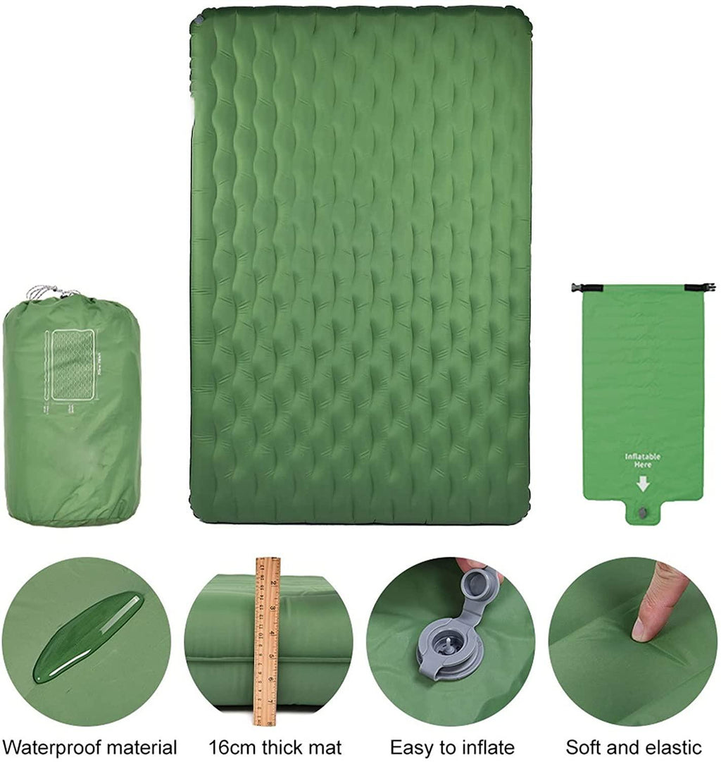 Cffdoi Camping Double Inflatable Mattress Outdoor Sleeping Pad Bed Ultralight Folding Tent Travel Cushion Beach Air Mat.