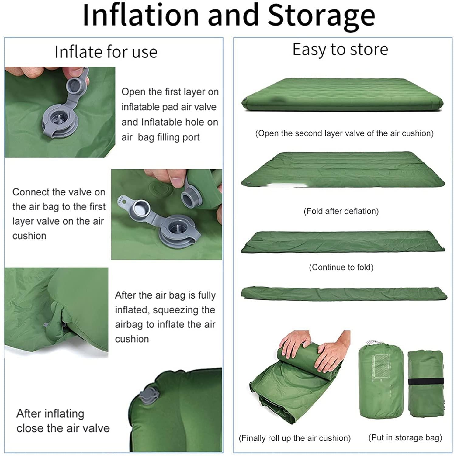 Cffdoi Camping Double Inflatable Mattress Outdoor Sleeping Pad Bed Ultralight Folding Tent Travel Cushion Beach Air Mat.