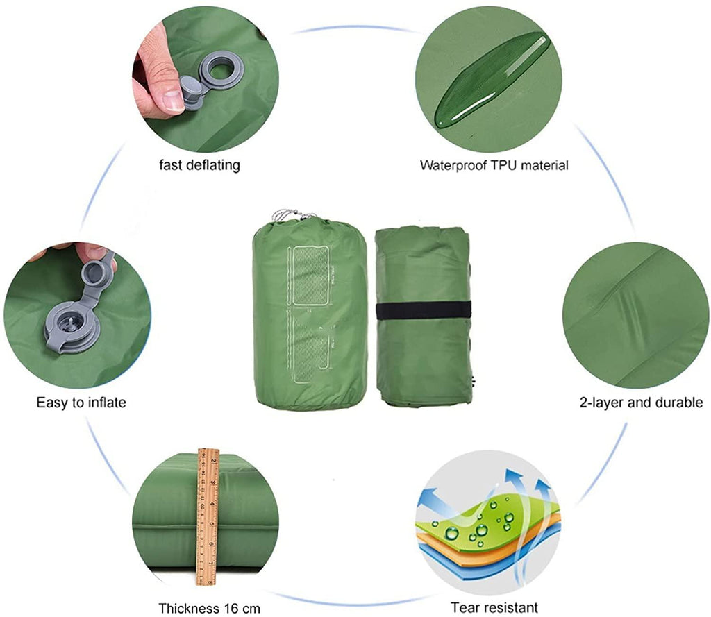Cffdoi Camping Double Inflatable Mattress Outdoor Sleeping Pad Bed Ultralight Folding Tent Travel Cushion Beach Air Mat.