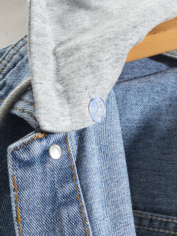 mens cotton button front outdoor stylish detachable hooded denim jacket with pocket