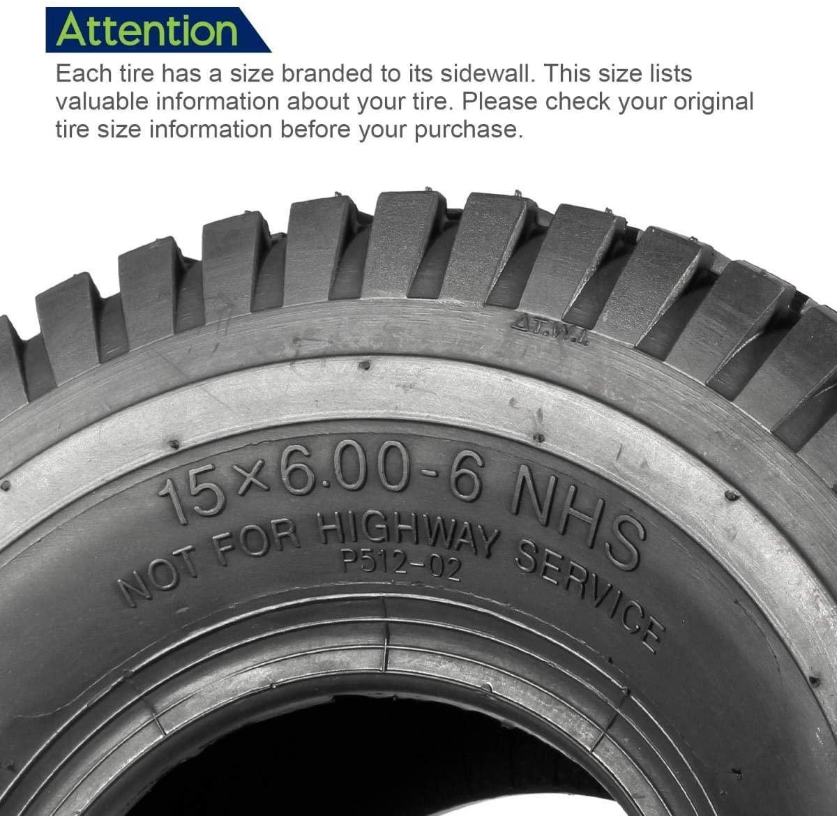 MaxAuto Lawn Mower Turf Tires 15x6-6 Front & 20x8-8 Rear 4PR(2 Front Tires+2 Rear Tires)