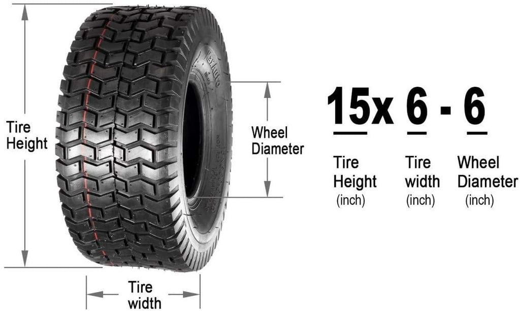 MaxAuto Lawn Mower Turf Tires 15x6-6 Front & 20x8-8 Rear 4PR(2 Front Tires+2 Rear Tires)
