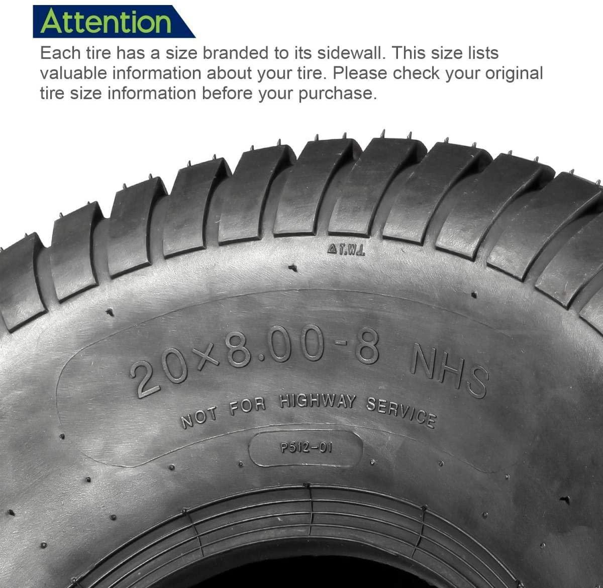 MaxAuto Lawn Mower Turf Tires 15x6-6 Front & 20x8-8 Rear 4PR(2 Front Tires+2 Rear Tires)