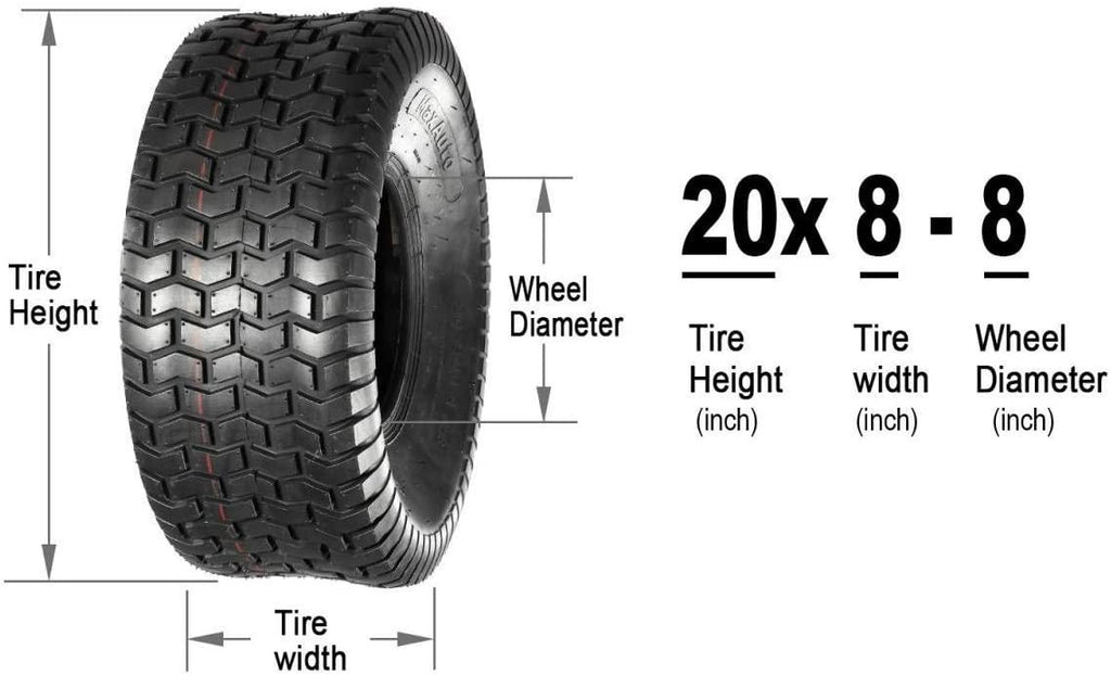 MaxAuto Lawn Mower Turf Tires 15x6-6 Front & 20x8-8 Rear 4PR(2 Front Tires+2 Rear Tires)
