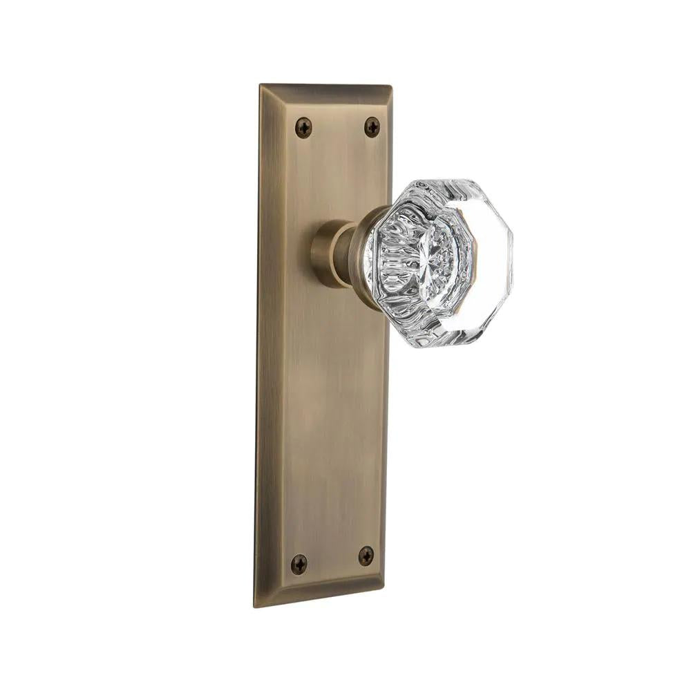 York Plate Double Dummy Waldorf Door Knob in Antique Brass