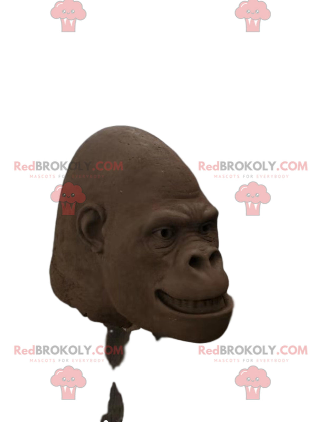 Brown gorilla REDBROKOLY mascot head. Gorilla costume head