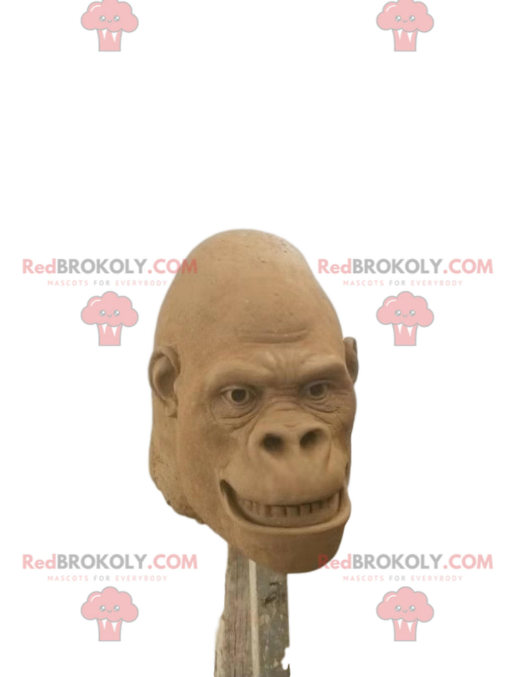 Brown gorilla REDBROKOLY mascot head. Gorilla costume head