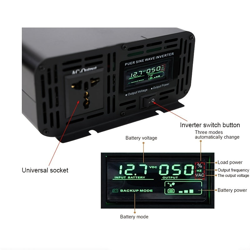 7000W 5000W 4000W Car Power Inverter Converter Pure Sine Wave Inverter Power DC 12V To AC 110V 50HZ Power Bank Converter With LCD Display