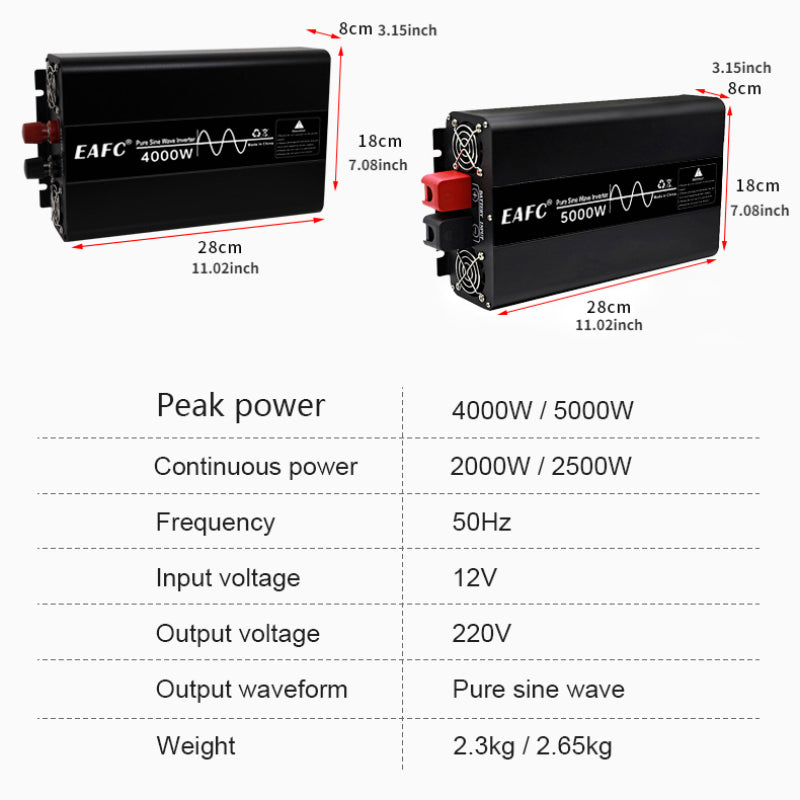 7000W 5000W 4000W Car Power Inverter Converter Pure Sine Wave Inverter Power DC 12V To AC 110V 50HZ Power Bank Converter With LCD Display