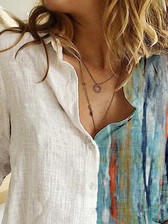 Casual Print Lapel Long Sleeves Shirt