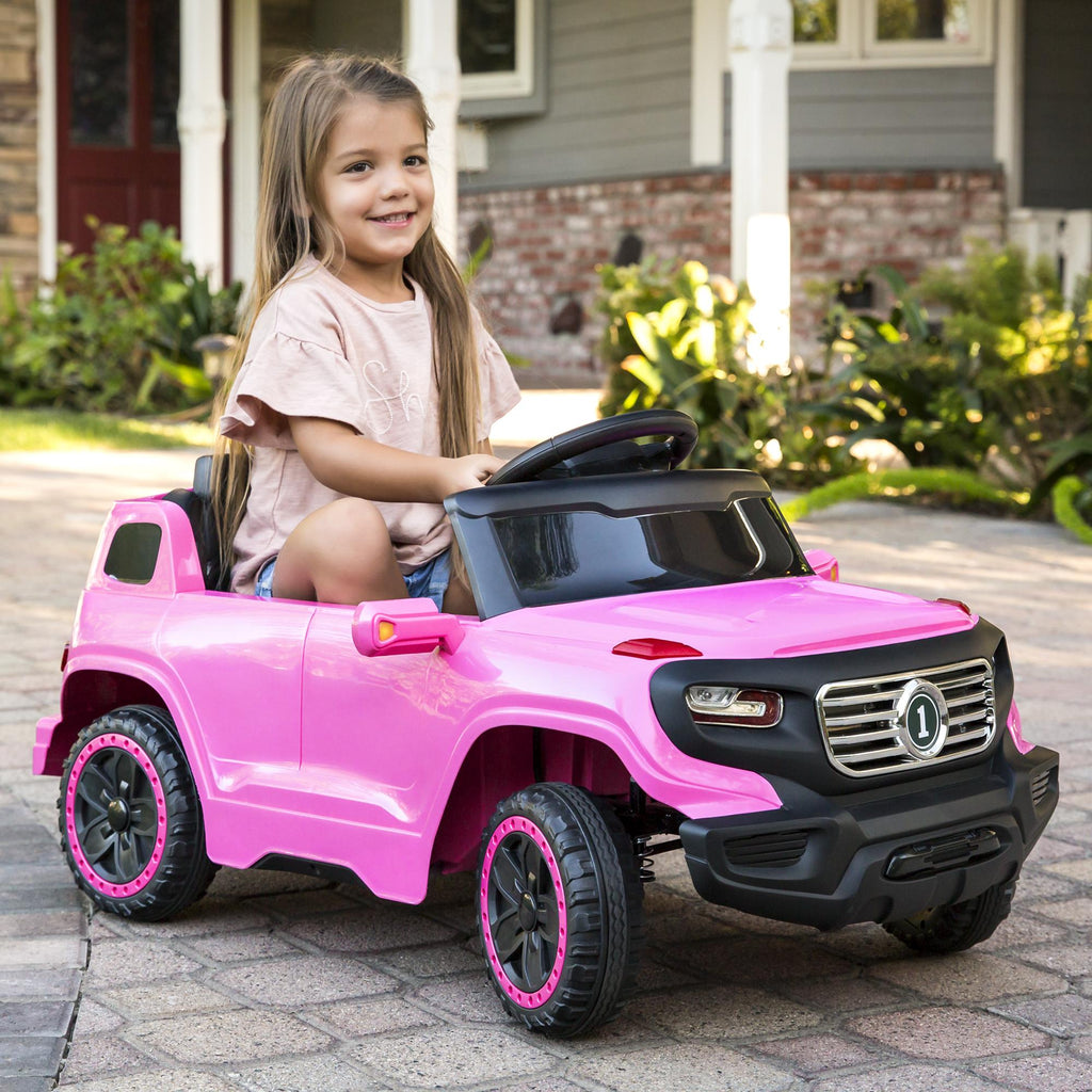 6V Kids Ride On Car Truck w/ Parent Control, 3 Speeds, LED Headlights, MP3 Player, Horn - Pink