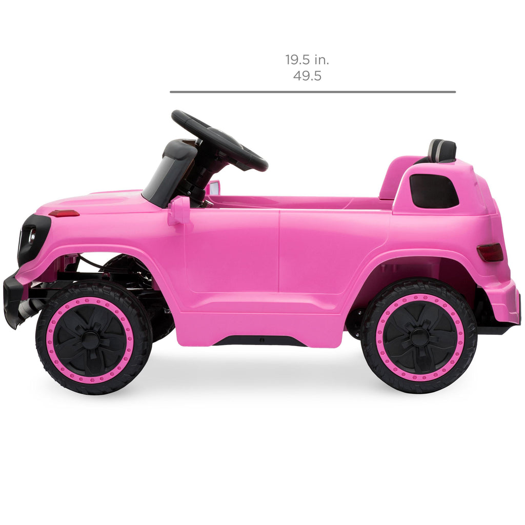6V Kids Ride On Car Truck w/ Parent Control, 3 Speeds, LED Headlights, MP3 Player, Horn - Pink