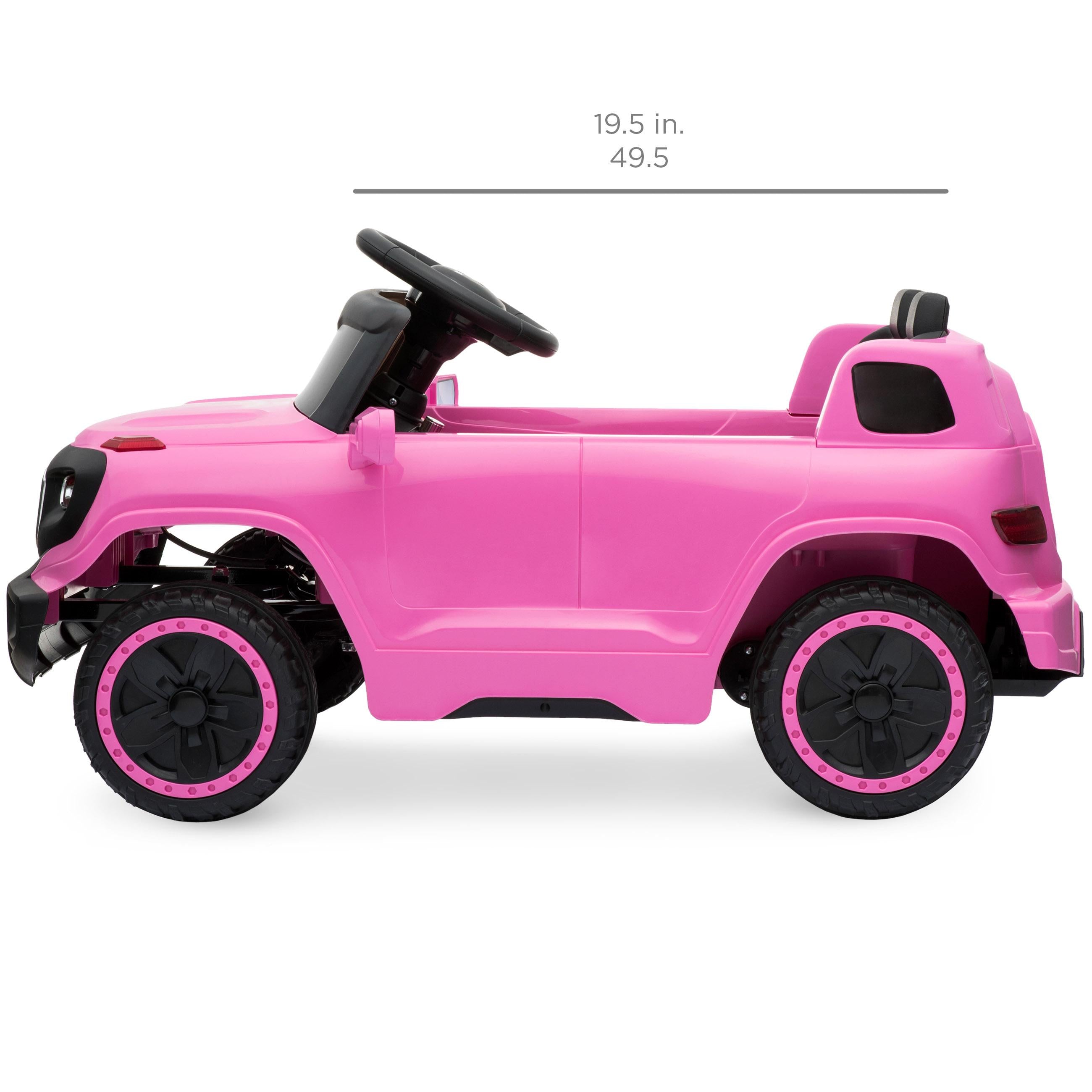 6V Kids Ride On Car Truck w/ Parent Control, 3 Speeds, LED Headlights, MP3 Player, Horn - Pink