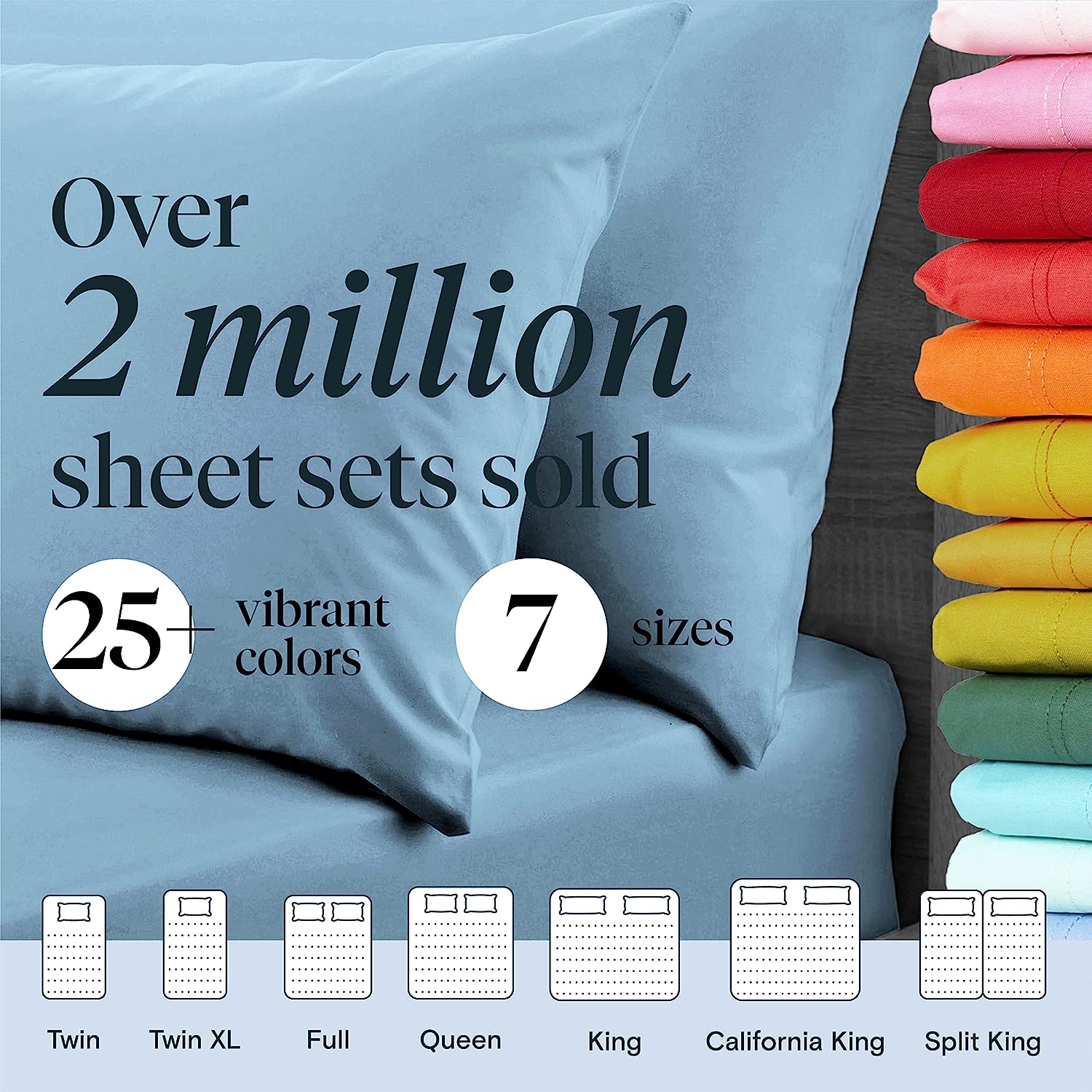 LuxClub 6 PC Full Size Sheet Set Bamboo Sheets Deep Pockets 18" Eco Friendly Wrinkle Free Cooling Sheets Machine Washable Hotel Bedding Silky Soft - Sky Full