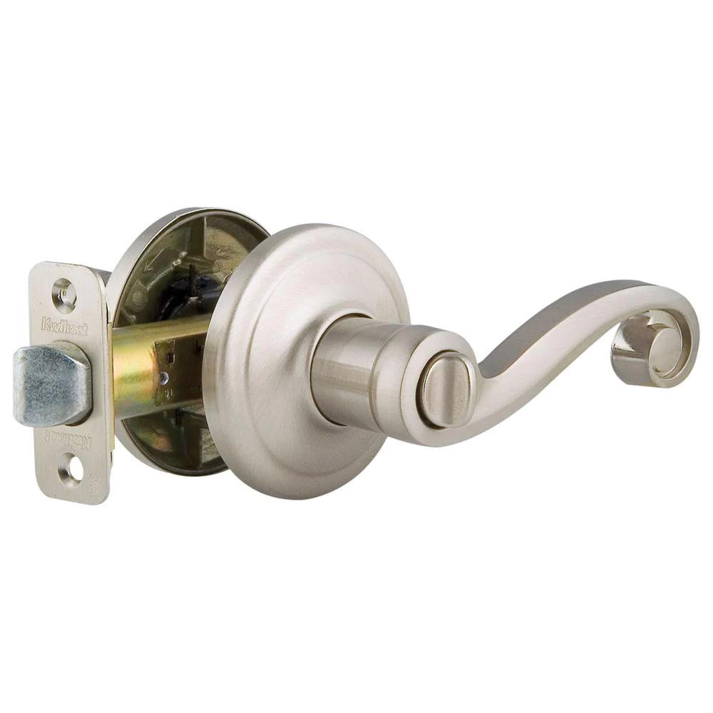 Lido Satin Nickel Exterior Entry Door Lever featuring SmartKey Security