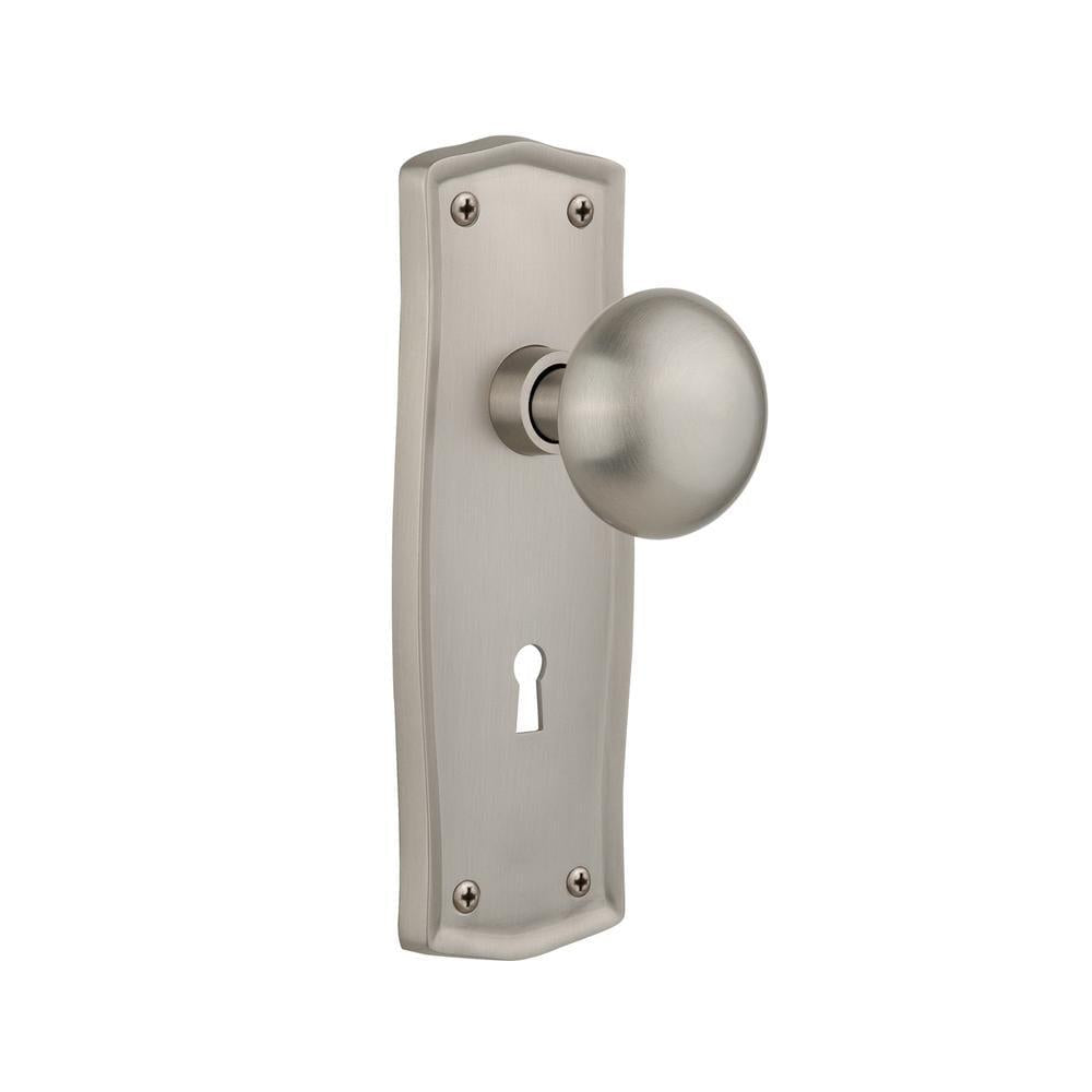 Prairie Plate Interior Mortise York Door Knob in Satin Nickel