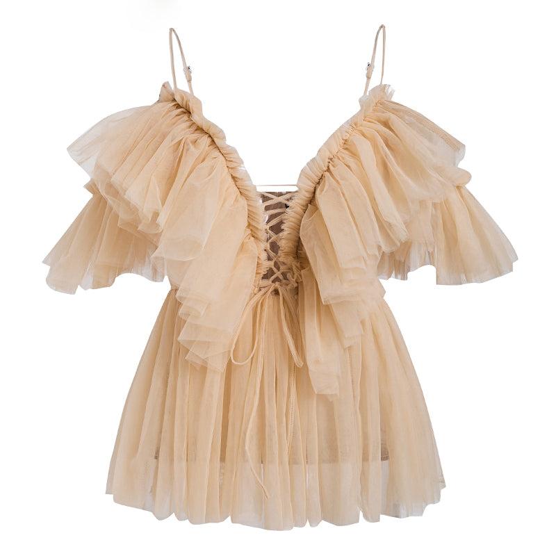 ruffle peplum mesh top