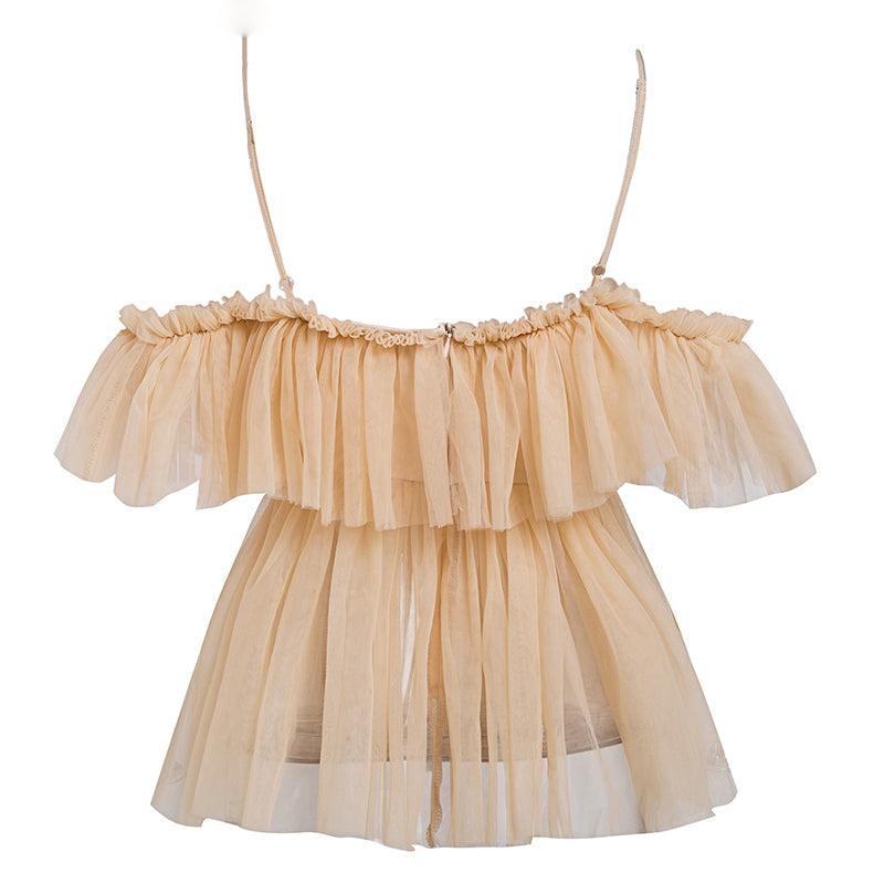 ruffle peplum mesh top