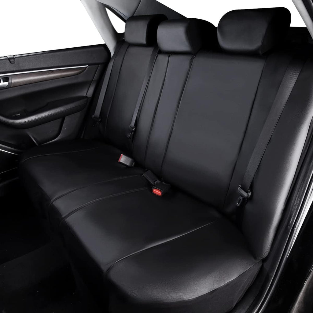 Flying Banner car seat Covers Protects Water Proof Faux Leather Carbon Fiber Front and Rear Bench (Black, Full Set - 8PCS)