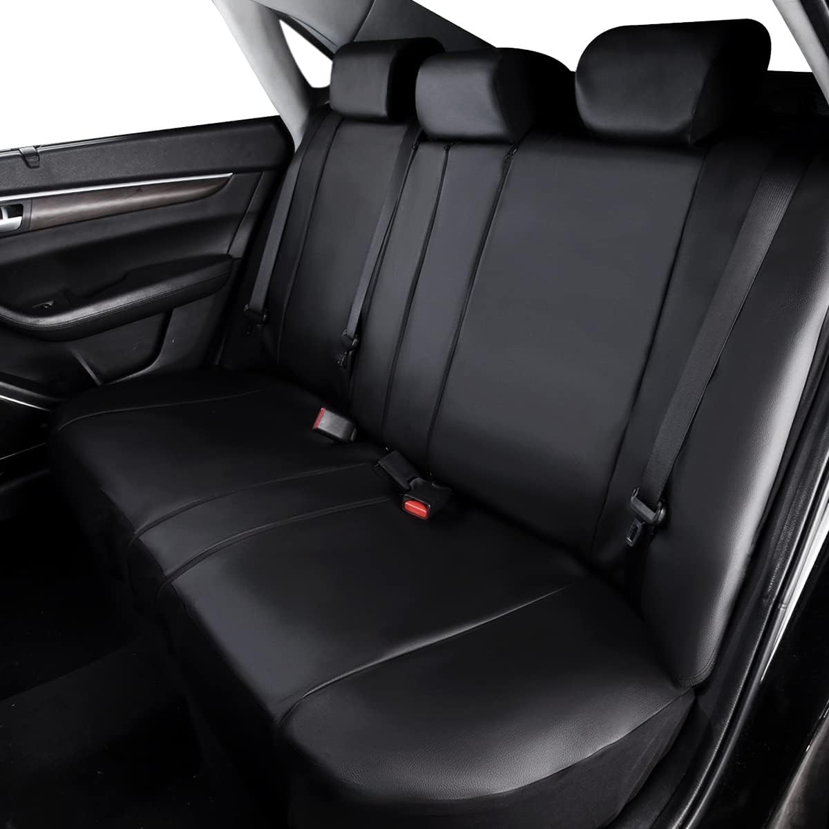Flying Banner car seat Covers Protects Water Proof Faux Leather Carbon Fiber Front and Rear Bench (Black, Full Set - 8PCS)