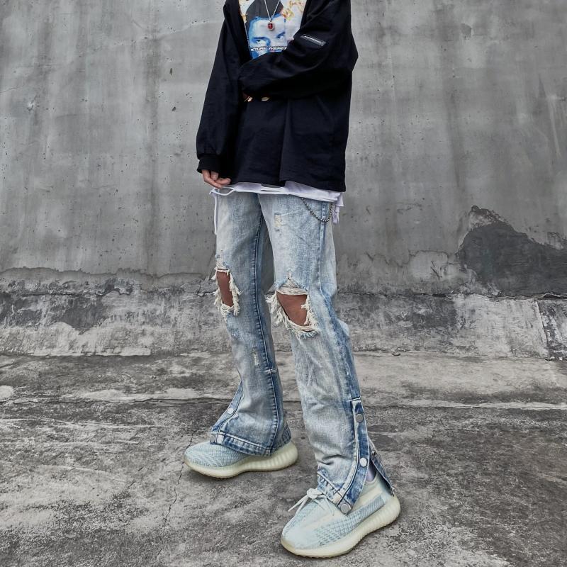 high street vintage washed knee ripped jeans