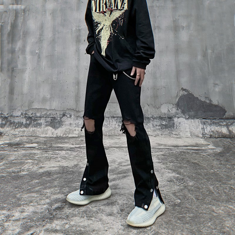 high street vintage washed knee ripped jeans