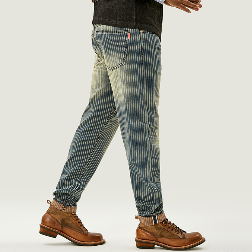 mens retro striped jeans