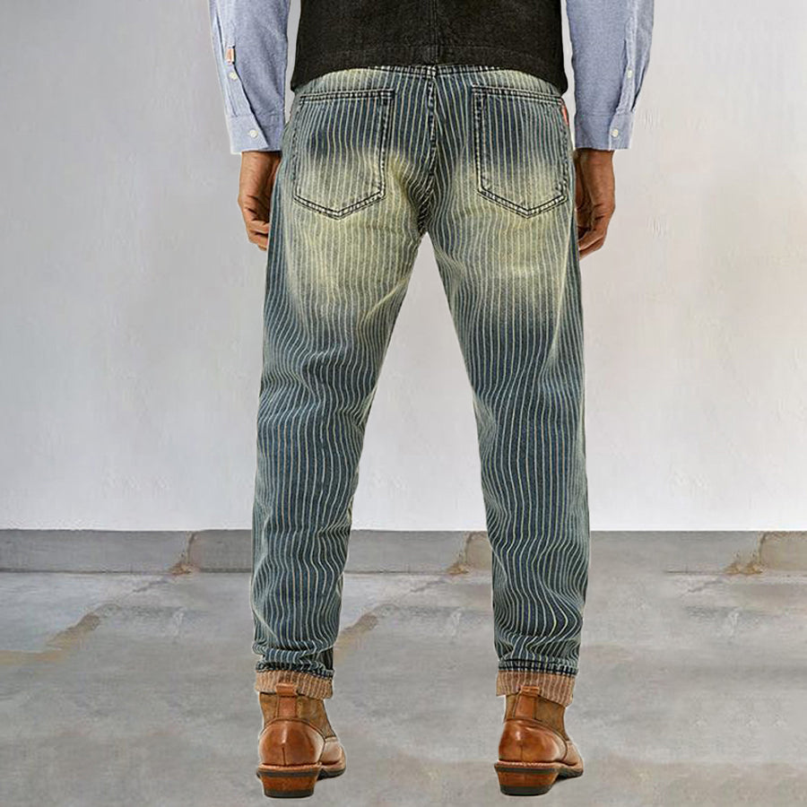 mens retro striped jeans