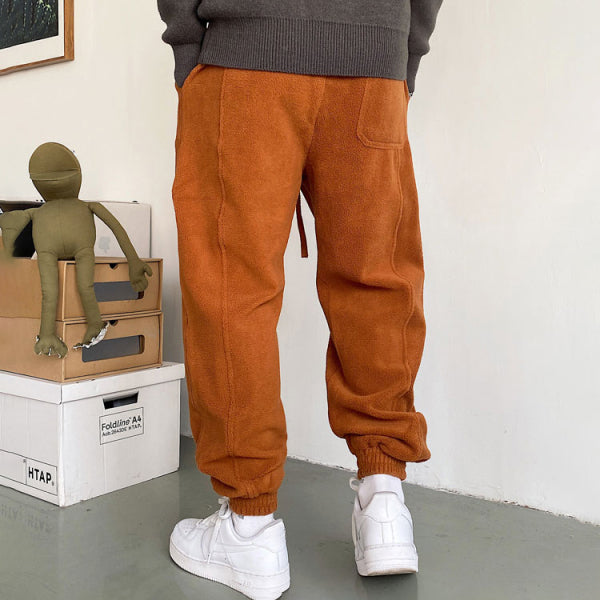 polar fleece solid color loose-fitting sports sweatpants