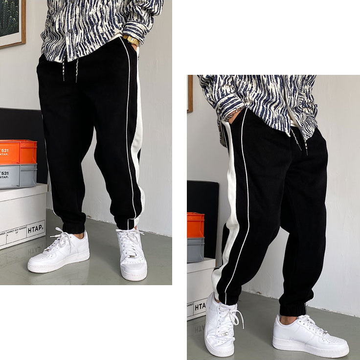 handsome striped grey sports sweatpants