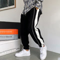 handsome striped grey sports sweatpants