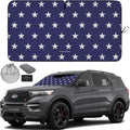 Autoamerics 1-Piece Windshield Sun Shade American Stars Flag USA Patriotic  - Foldable Car Front Window Sunshade for Sedans SUV Truck - Blocks Max UV Rays and Keeps Your Vehicle Cool - Medium