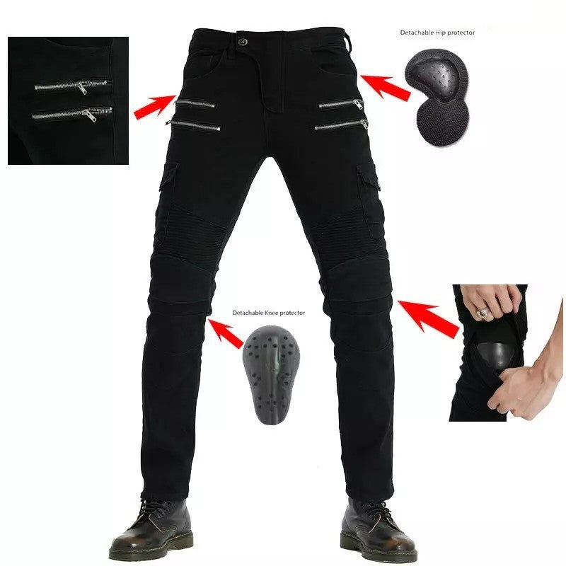 men's double zipper motorcycle racing anti-drop riding pants