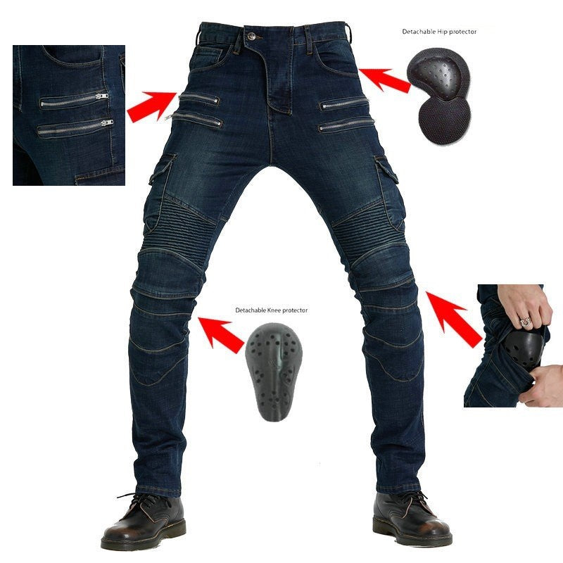 men's double zipper motorcycle racing anti-drop riding pants
