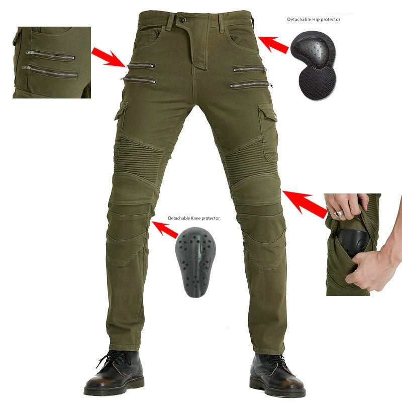 men's double zipper motorcycle racing anti-drop riding pants