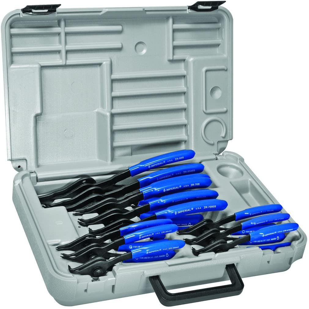 Imperial Tool IR12K Fixed Tip Convertible Retaining Ring Pliers for 1/4" to 3-1/2" Rings, 12 Piece Kit