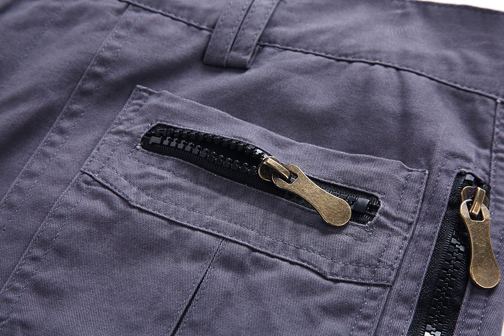 men's multi-pocket cotton zipper athleisure pants