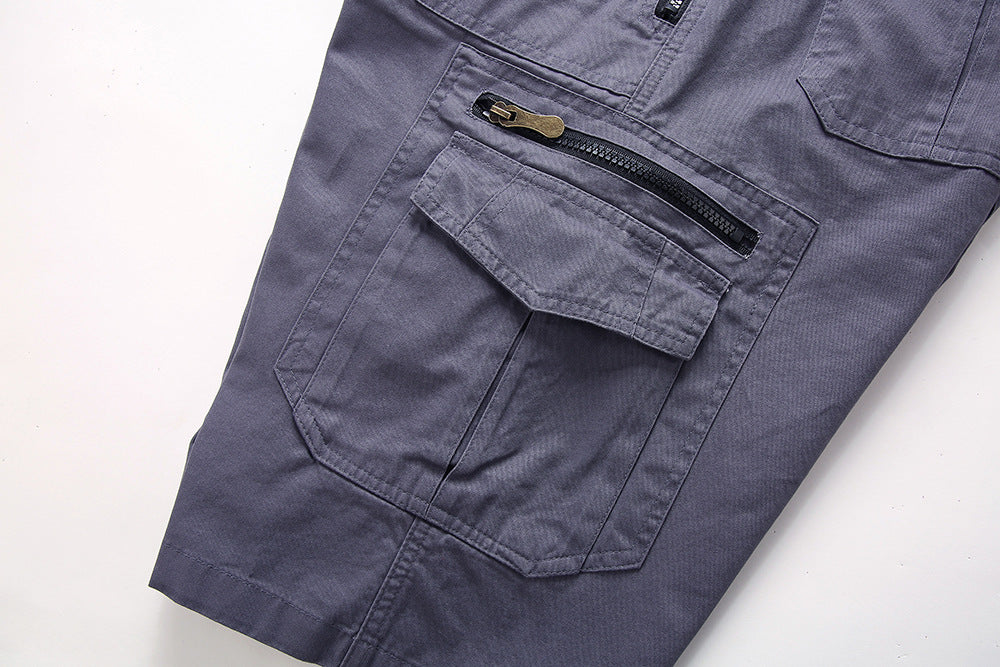 men's multi-pocket cotton zipper athleisure pants