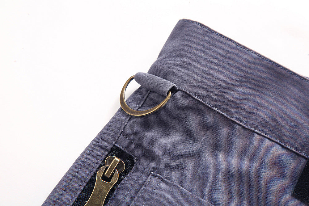 men's multi-pocket cotton zipper athleisure pants